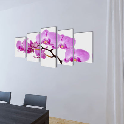 5 pz Set Stampa su Tela da Muro Orchidèa 100 x 50 cm