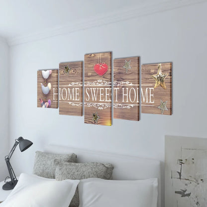 Set Stampa su Tela da Muro 5 pz Home Sweet Home 100 x 50 cm - homemem39