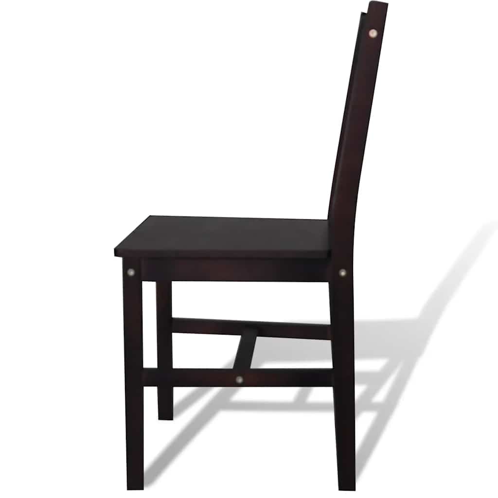 Sedie da Pranzo 4 pz Marrone Scuro in Legno di Pino | homemem39