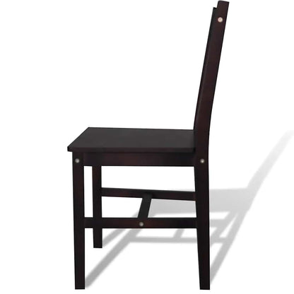 Sedie da Pranzo 4 pz Marrone Scuro in Legno di Pino | homemem39