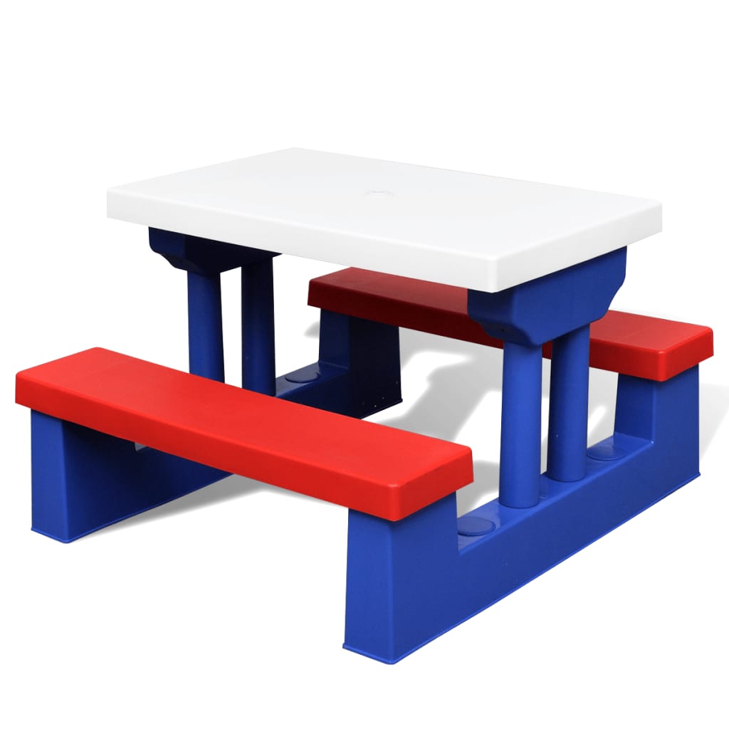 Tavolo e Panchine Picnic per Bambini con Parasole Multicolore | homemem39