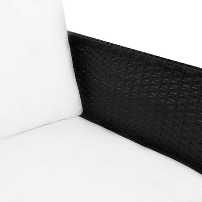 Set Divani da Giardino 3 pz con Cuscini in Polyrattan Nero
