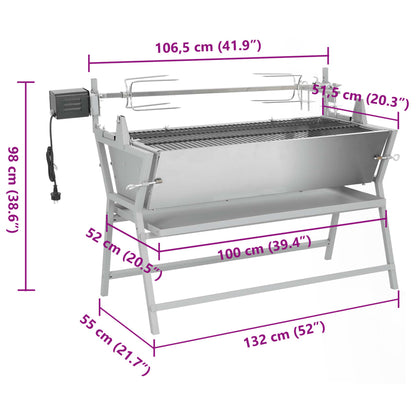 Barbecue Girarrosto in Ferro ed Acciaio Inossidabile - homemem39