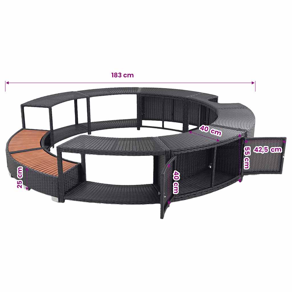 Bordo per Vasca da Spa in Polyrattan Nero | homemem39