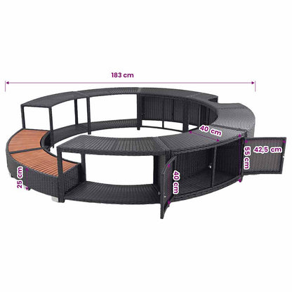 Bordo per Vasca da Spa in Polyrattan Nero | homemem39