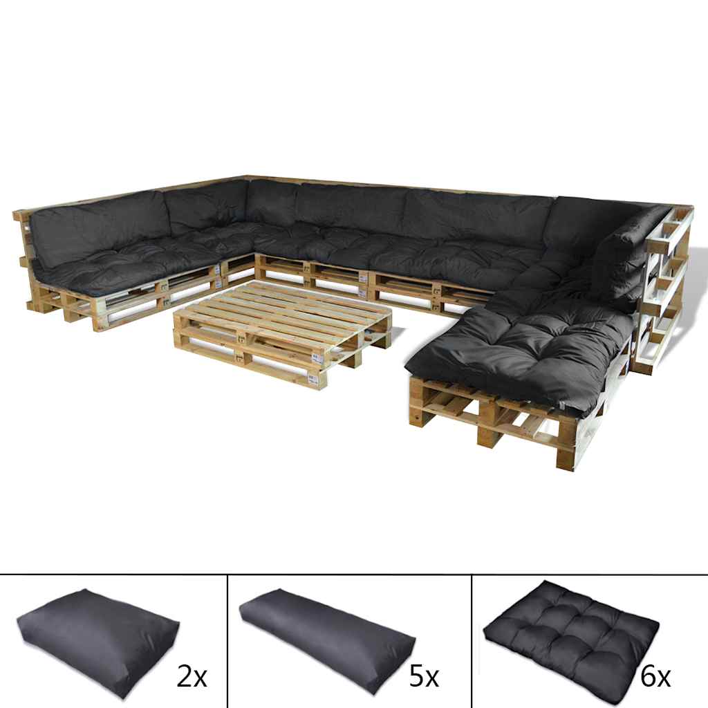 Cuscino per Divano Pallet 13 pcs Grigio 120 x 80 x 10 cm | homemem39