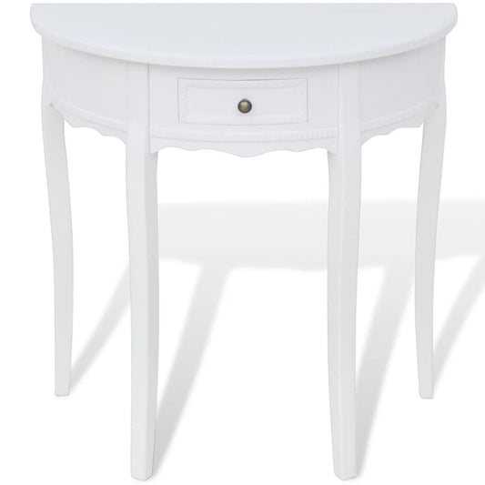 Tavolo Consolle con Cassetto Semicircolare Bianco | homemem39