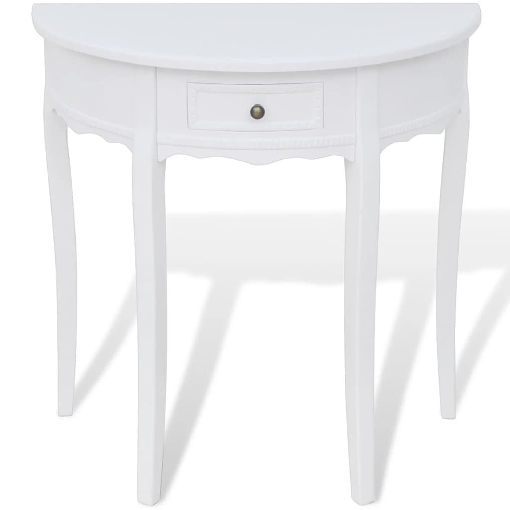 Tavolo Consolle con Cassetto Semicircolare Bianco - homemem39