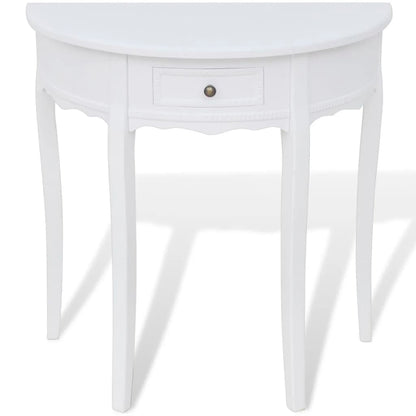 Tavolo Consolle con Cassetto Semicircolare Bianco - homemem39