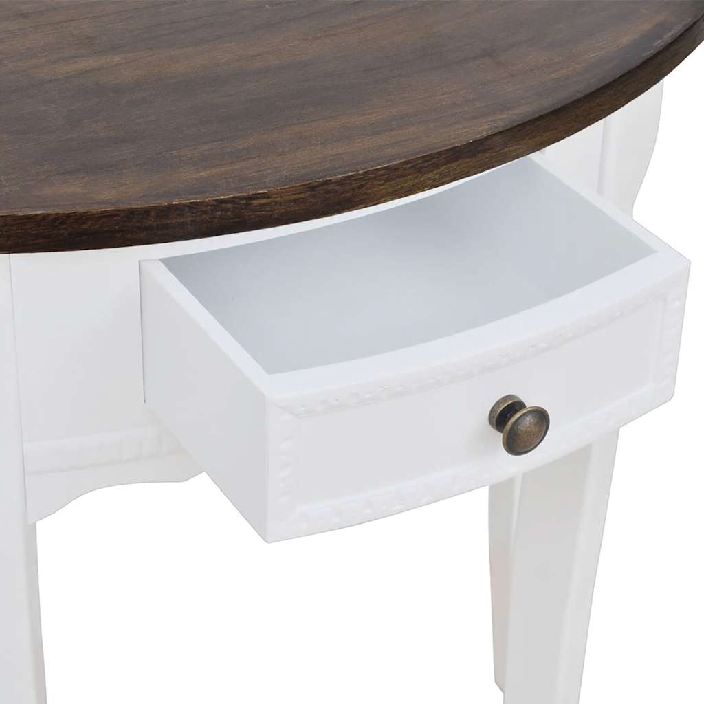 Tavolo Consolle con Cassetto e Piano Marrone Semicircolare | homemem39