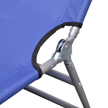 Folding Sun Lounger Headrest Blue Painted Steel