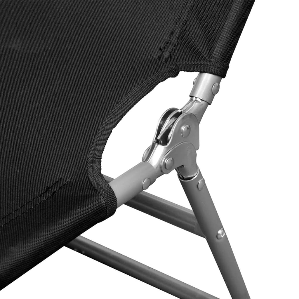 Folding Sun Lounger Headrest Black Painted Steel