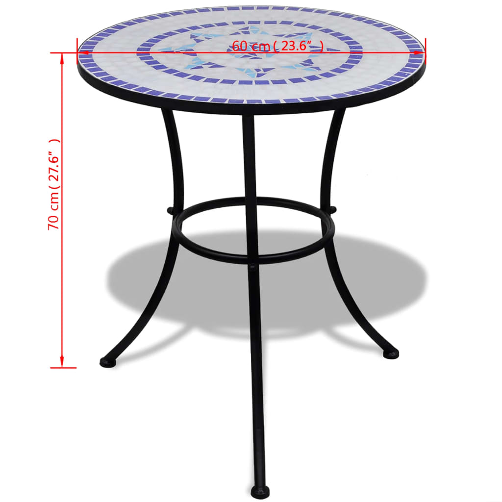 Tavolo da Bistrot Blu e Bianco 60 cm a Mosaico | homemem39