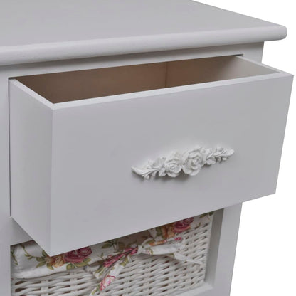 Armadio con 1 Cassetto e 2 Cestini Bianco in Legno di Paulownia