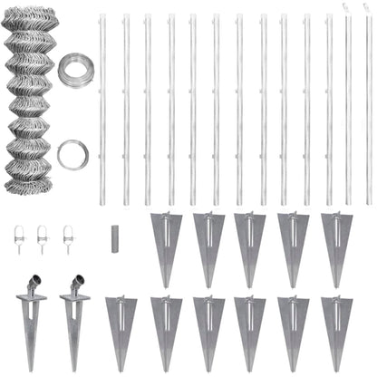 Recinzione a Rete con Pali e Spuntoni Acciaio Zincato 25x1,25 m - homemem39