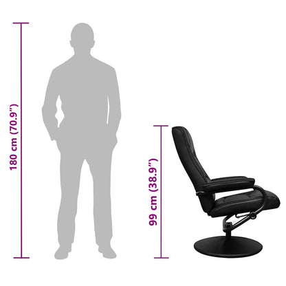 Poltrona TV con Poggiapiedi Nera in Similpelle
