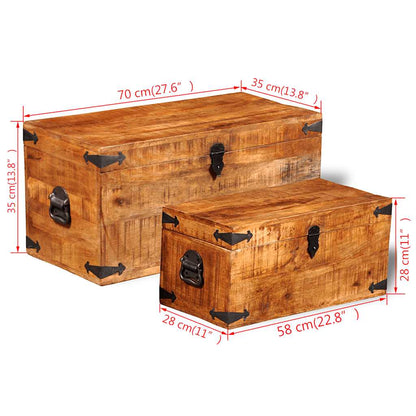 Casse di Stoccaggio 2 pz in Legno Ruvido di Mango - homemem39