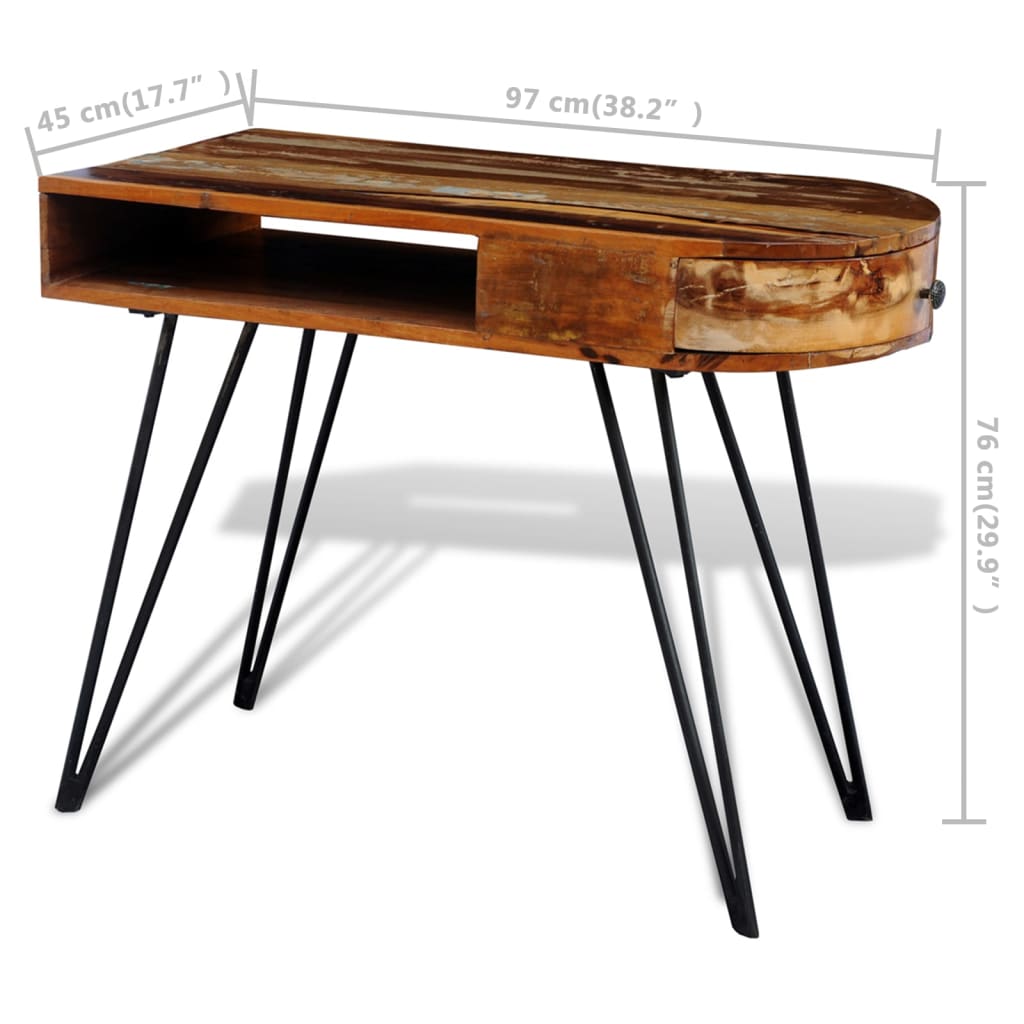 Scrivania in Legno Massello di Recupero con Gambe in Ferro | homemem39