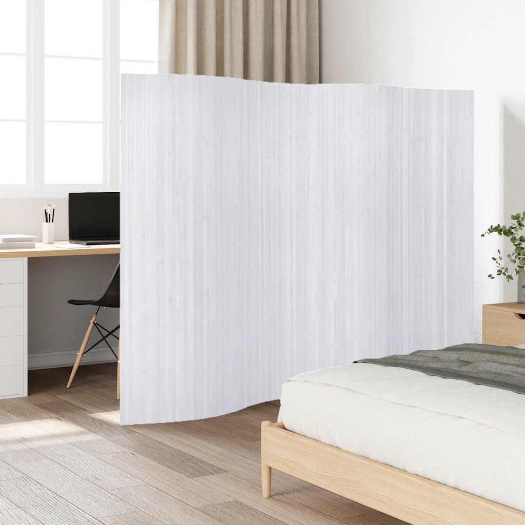Pannello Divisore per la Stanza in Bambù Bianco Larghezza 250 cm Altezza 165 cm | homemem39