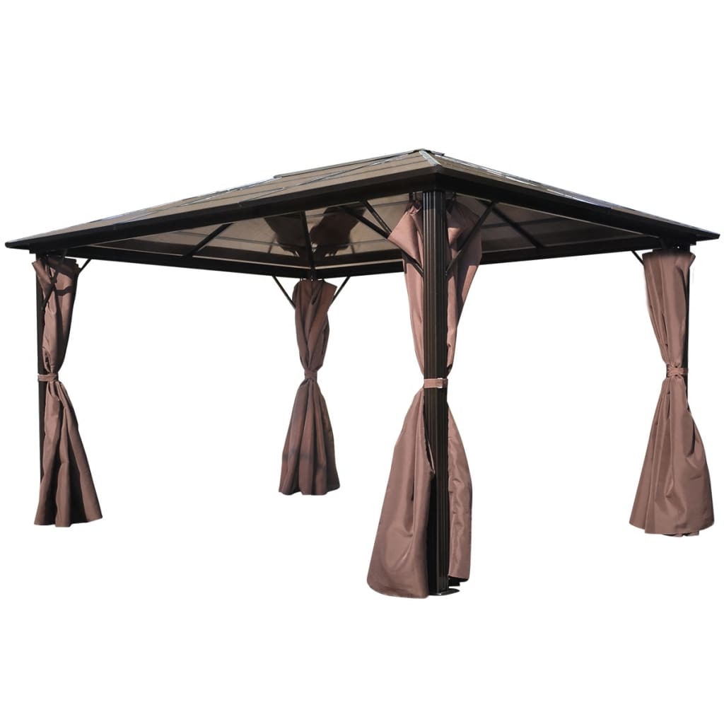 Gazebo con Tenda Marrone in Alluminio 400 x 300 cm - homemem39