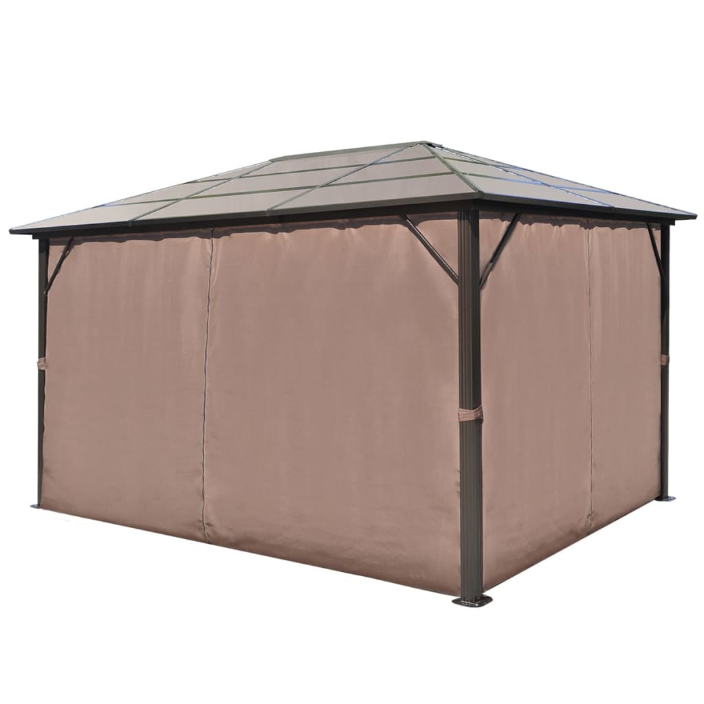 Gazebo con Tenda Marrone in Alluminio 400 x 300 cm - homemem39