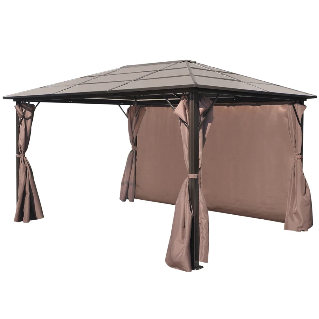 Gazebo con Tenda Marrone in Alluminio 400 x 300 cm - homemem39