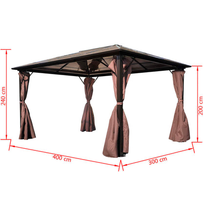 Gazebo con Tenda Marrone in Alluminio 400 x 300 cm - homemem39