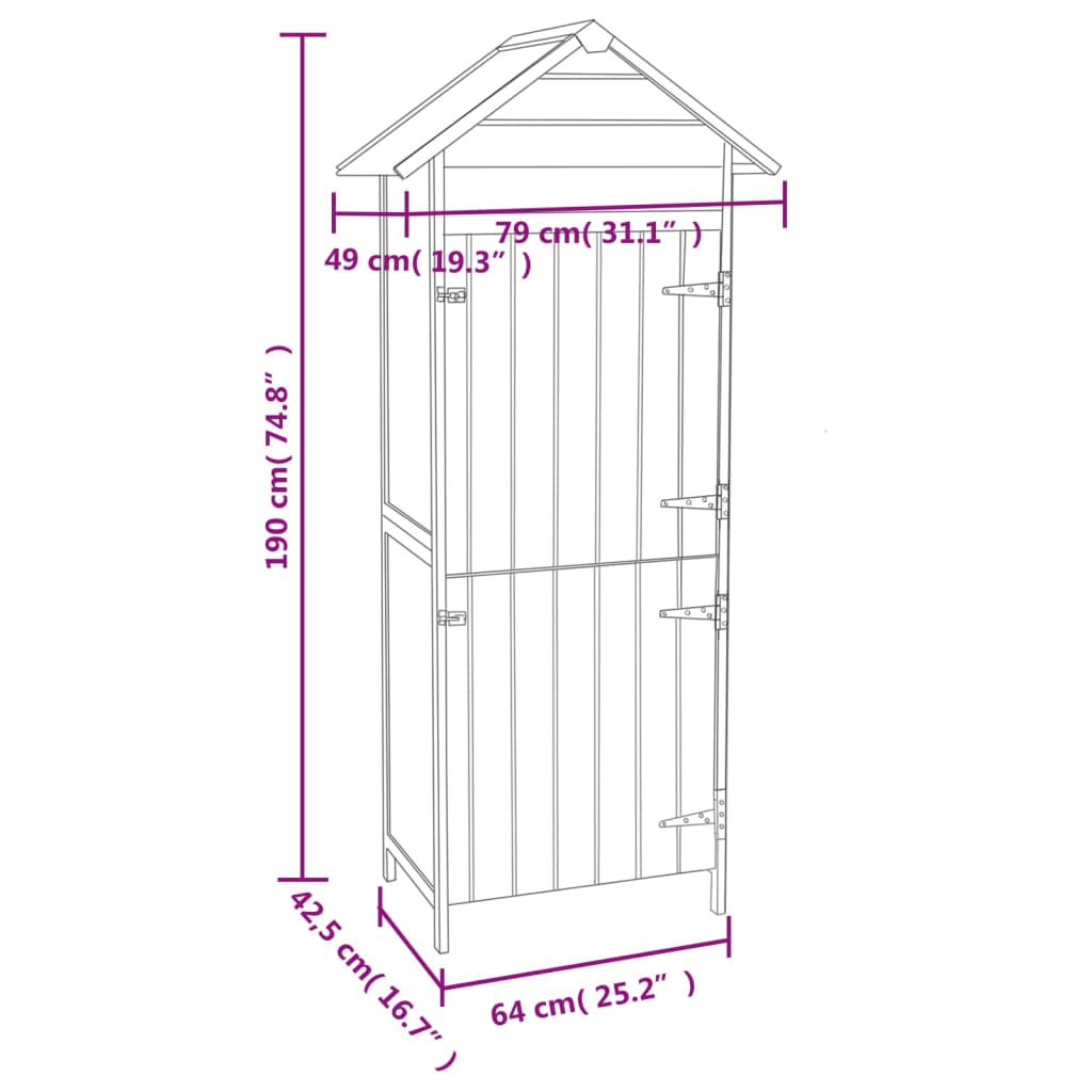 Armadietto da Giardino Marrone 42,5x64x190 cm - homemem39