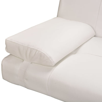 Divano Letto con 2 Cuscini Similpelle Regolabile Bianco Crema