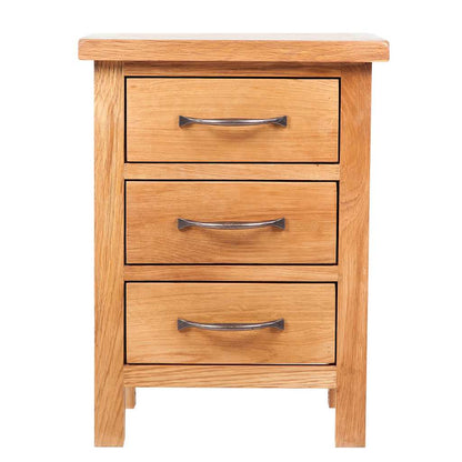 Comodino con 3 Cassetti 40x30x54 cm in Legno Massello di Rovere