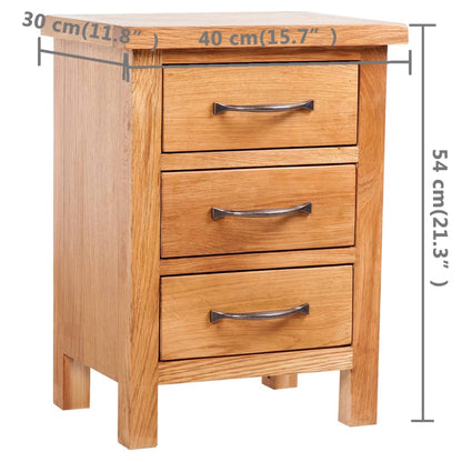 Comodino con 3 Cassetti 40x30x54 cm in Legno Massello di Rovere | homemem39
