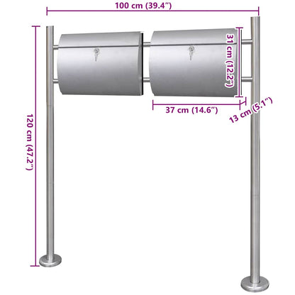 Casetta della Posta Doppia con Supporto in Acciaio Inox | homemem39