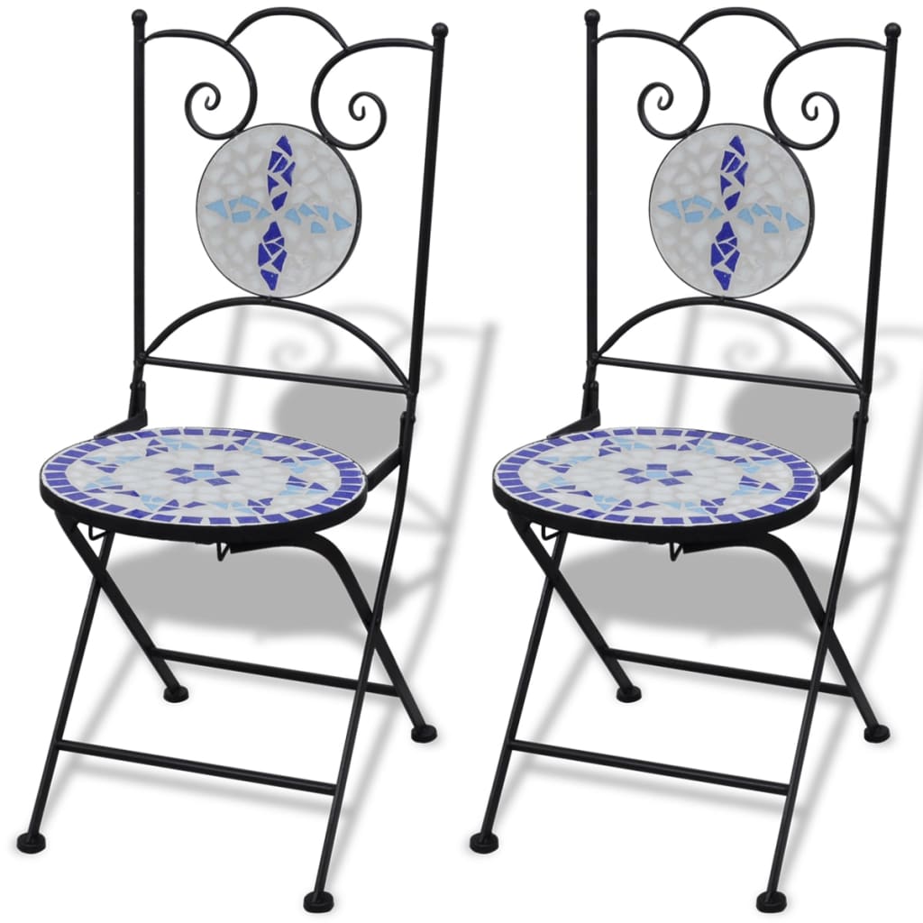 Set da Bistrot 3 pz in Piastrelle di Ceramica Blu e Bianco - homemem39
