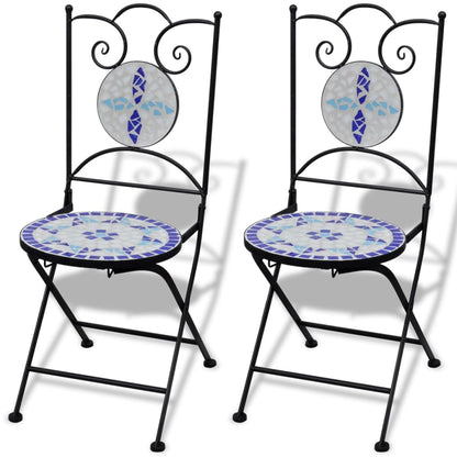 Set da Bistrot 3 pz in Piastrelle di Ceramica Blu e Bianco - homemem39