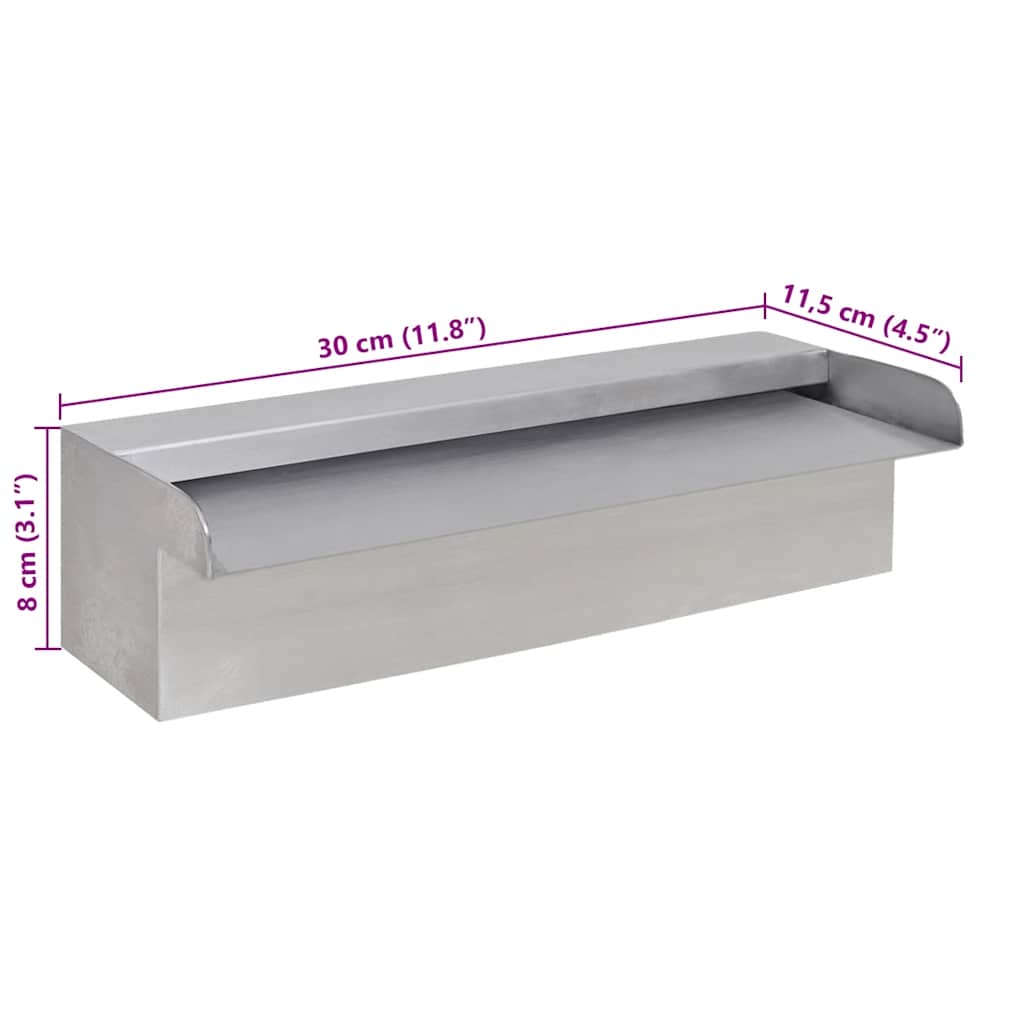 Fontana a Cascata per Giardino Rettangolare Acciaio Inox 30 cm | homemem39