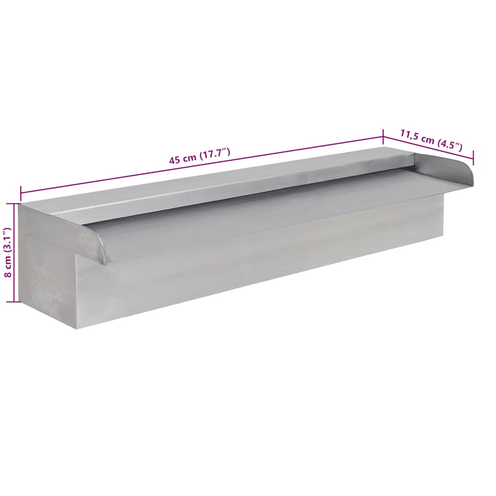 Fontana a Cascata per Giardino Rettangolare Acciaio Inox 45 cm | homemem39