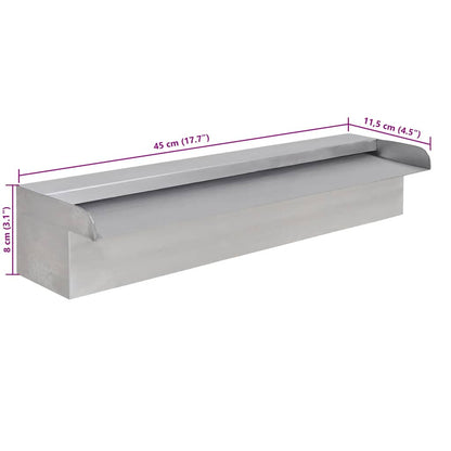 Fontana a Cascata per Giardino Rettangolare Acciaio Inox 45 cm