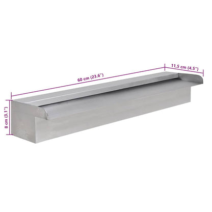 Fontana a Cascata per Giardino Rettangolare Acciaio Inox 60 cm