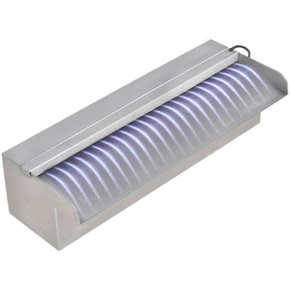 Rectangular Pond Waterfall with LED in Stainless Steel 30 cm