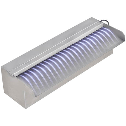 Cascata per Laghetto Rettangolare con LED in Acciaio Inox 30 cm