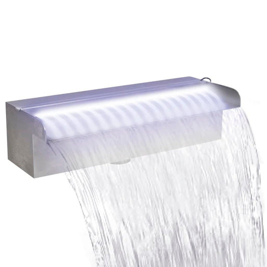 Rectangular Pond Waterfall with LED in Stainless Steel 30 cm