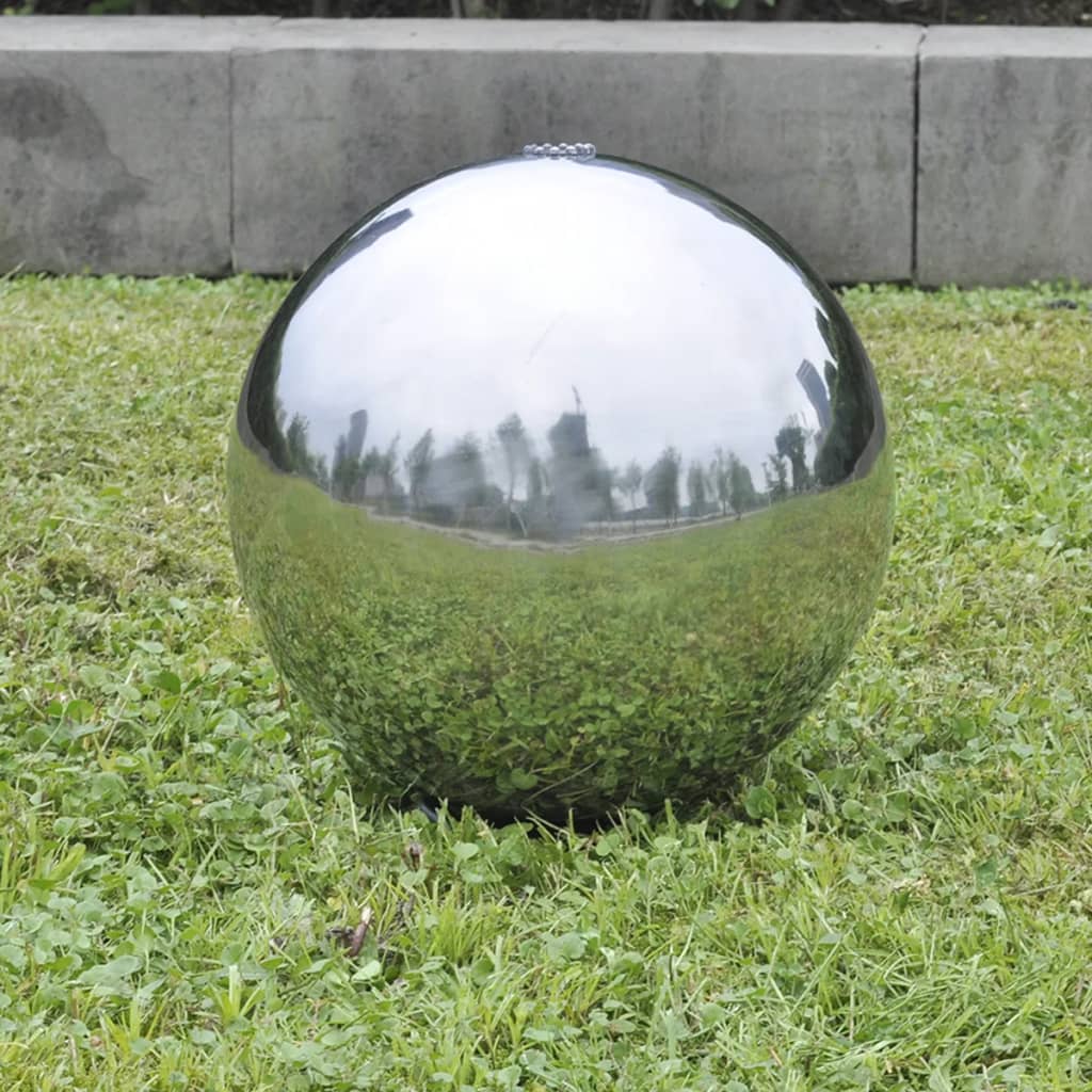 Fontana da Giardino a Sfera con LED in Acciaio Inox 30 cm | homemem39