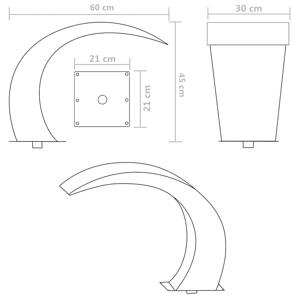 Cascata da Giardino in Acciaio Inossidabile 45x30x60 cm