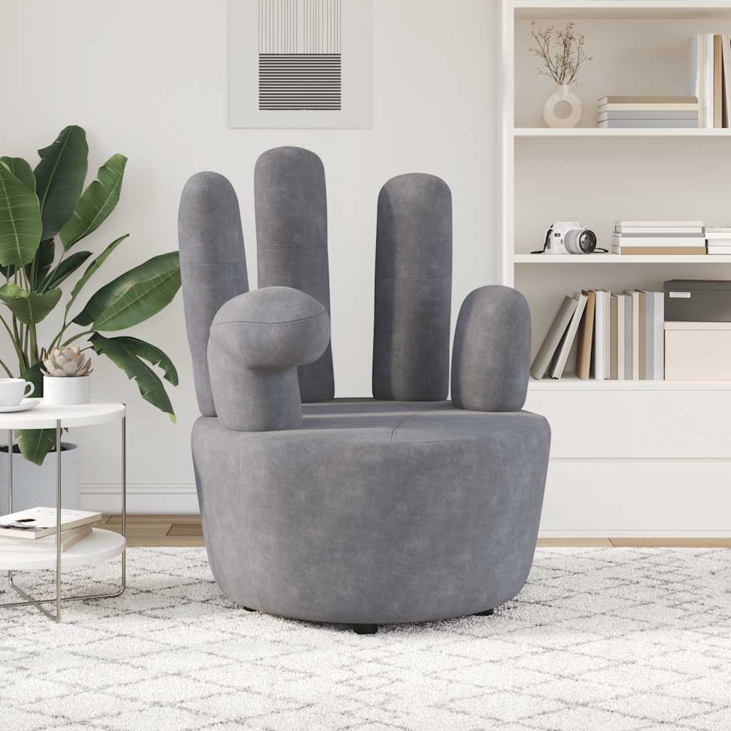 Poltrona a Forma di Mano Grigia in Velluto | homemem39
