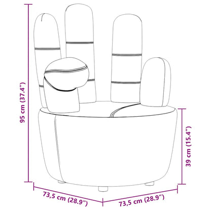 Poltrona a Forma di Mano Grigia in Velluto