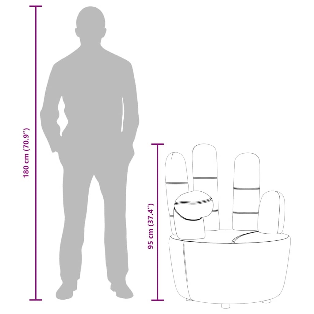 Poltrona a Forma di Mano Grigia in Velluto