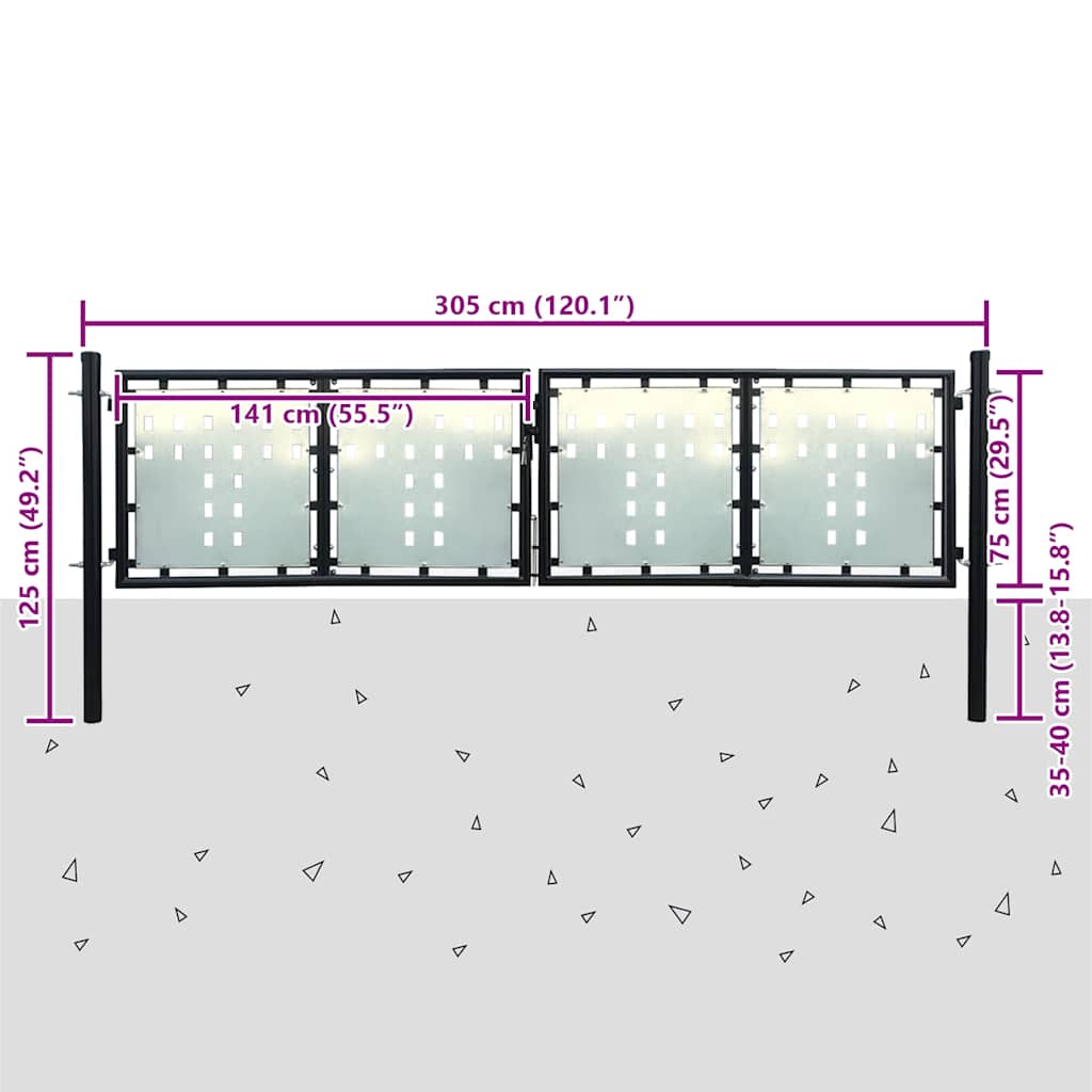 Cancello per Recinzione a una Porta Nero 300x75 cm | homemem39