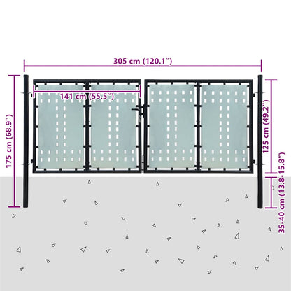 Cancello per Recinzione a una Porta Nero 300x125 cm | homemem39