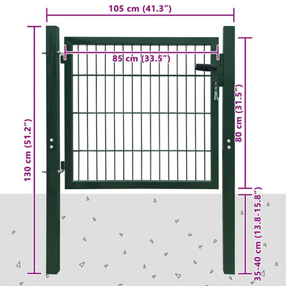 Cancello per Recinzione 2D (Singolo) Verde 100x80 cm | homemem39