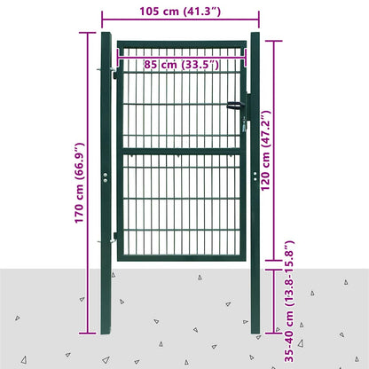 Cancello per Recinzione 2D (Singolo) Verde 100x120 cm | homemem39